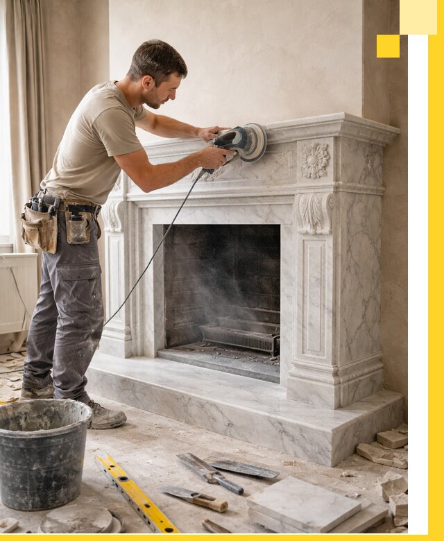 Изготовление и установка мраморных каминов в Волжском под ключ