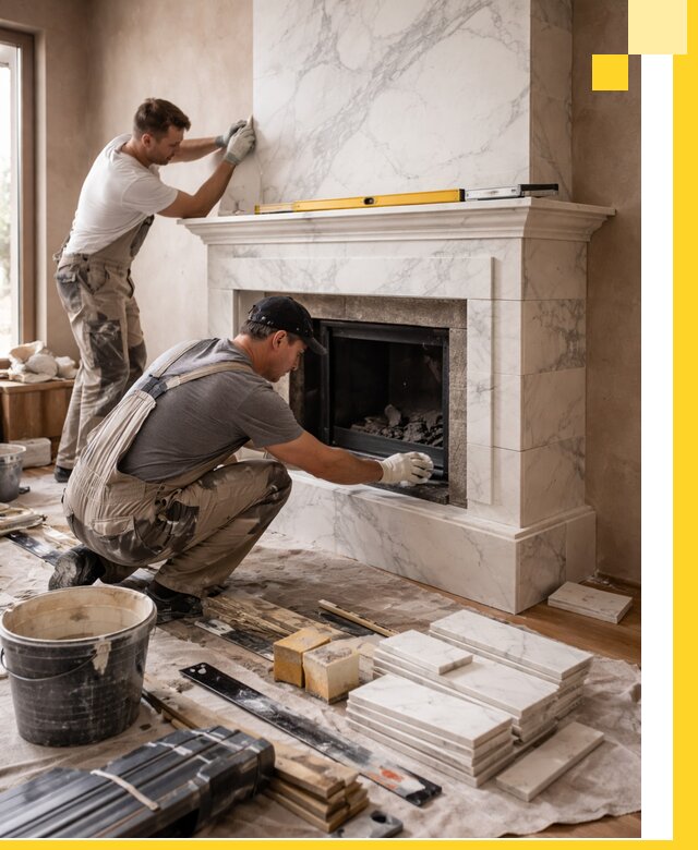 Отделка каминов в Волжском качественные облицовочные работы