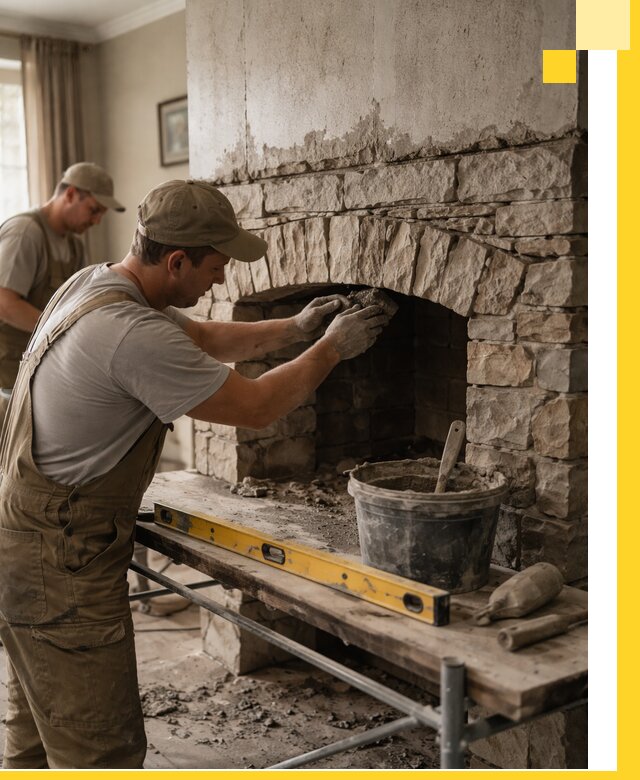 Изготовление каминов под ключ в Волжском, монтаж и отделка