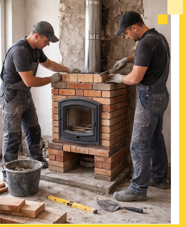 Монтаж печи камина под ключ в Волжском с гарантией и пусконаладкой