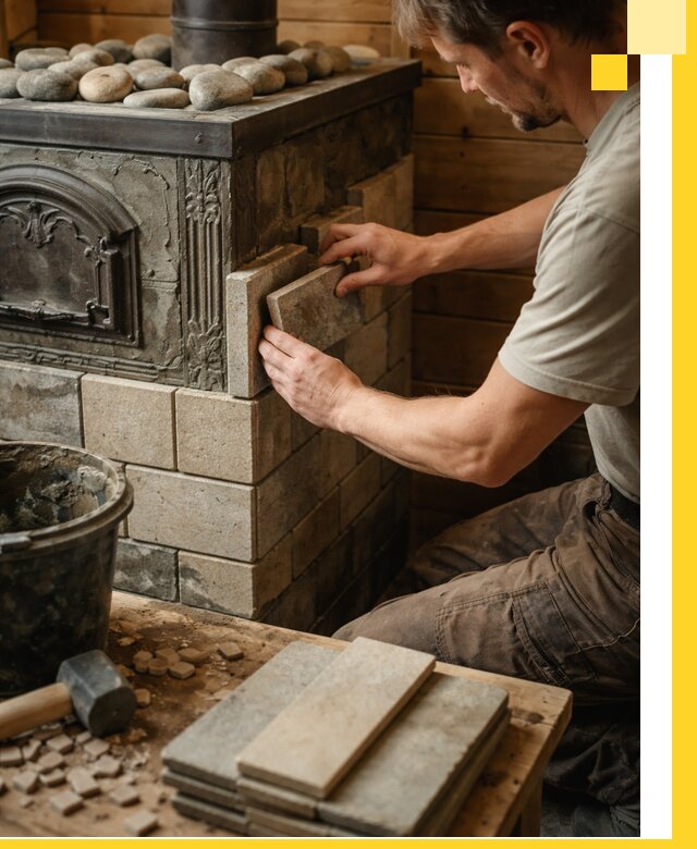 Облицовка банных печей в Волжском профессиональная отделка