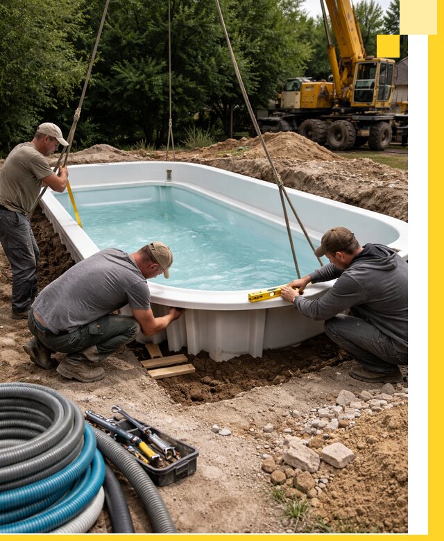 Установка и монтаж композитных бассейнов под ключ в Волжском