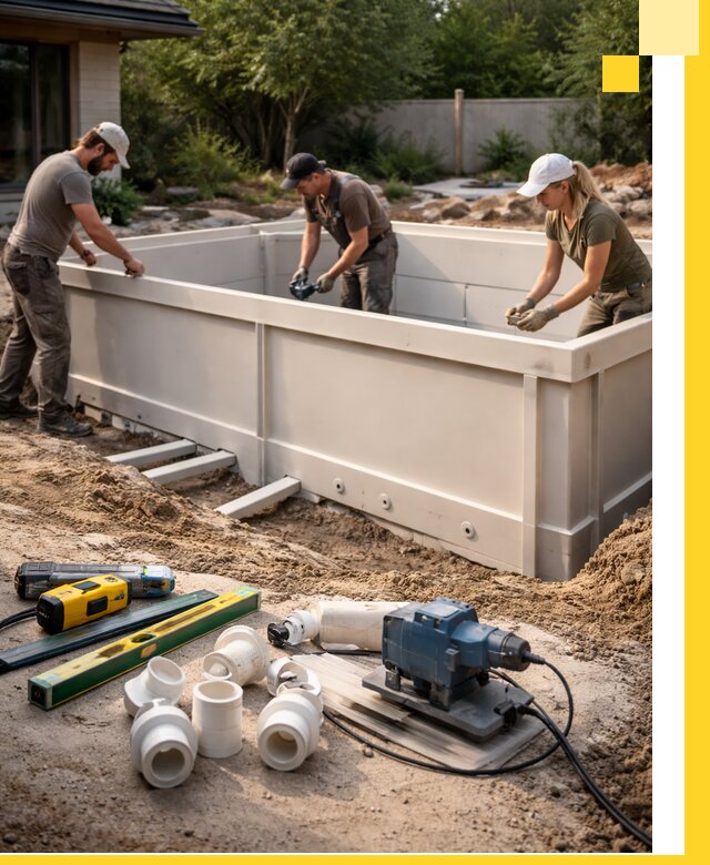 Установка полипропиленовых бассейнов под ключ в Волжском