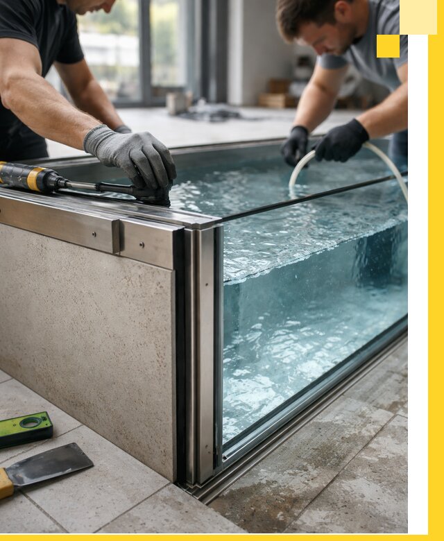 Проектирование и монтаж стеклянных бассейнов в Волжском