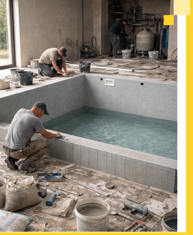 Строительство и монтаж бассейнов в помещении в Волжском