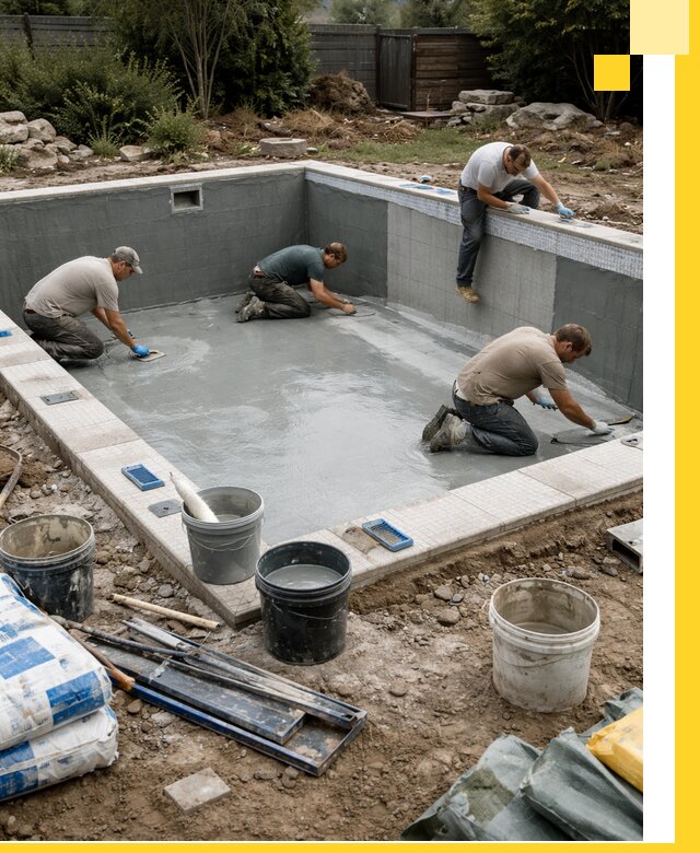 Изготовление и монтаж чаши бассейна под ключ в Волжском