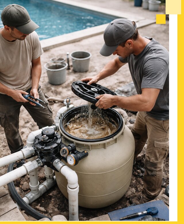 Установка и обслуживание песочных фильтров для бассейнов в Волжском