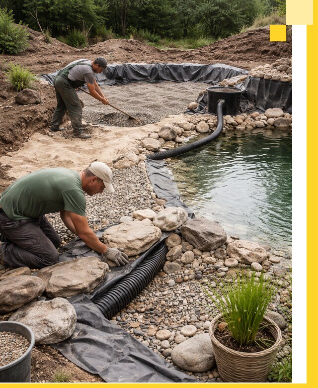Строительство природных бассейнов и озер в Волжском под ключ