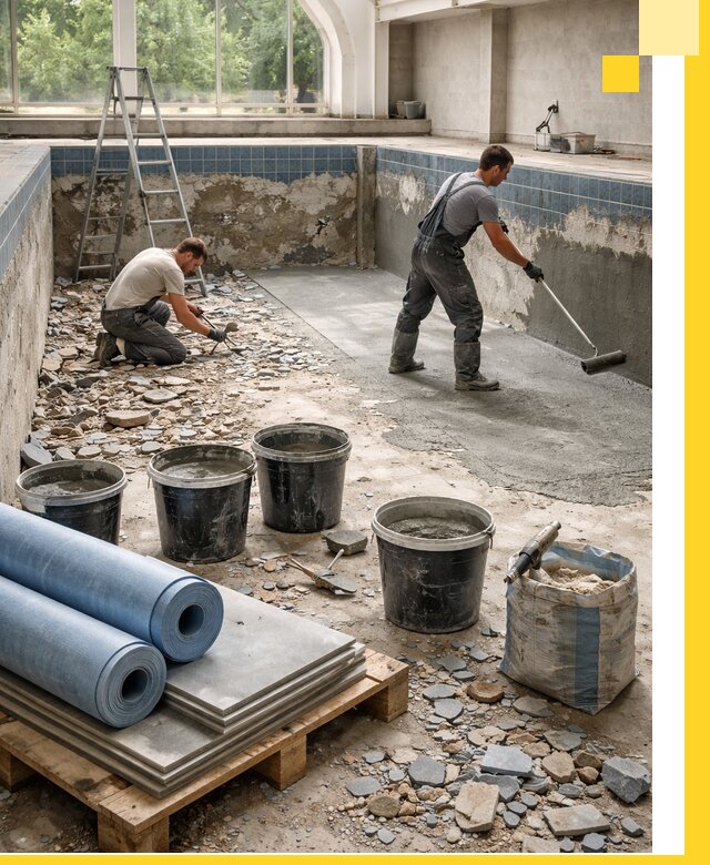 Реконструкция бассейнов в Волжском: ремонт, гидроизоляция