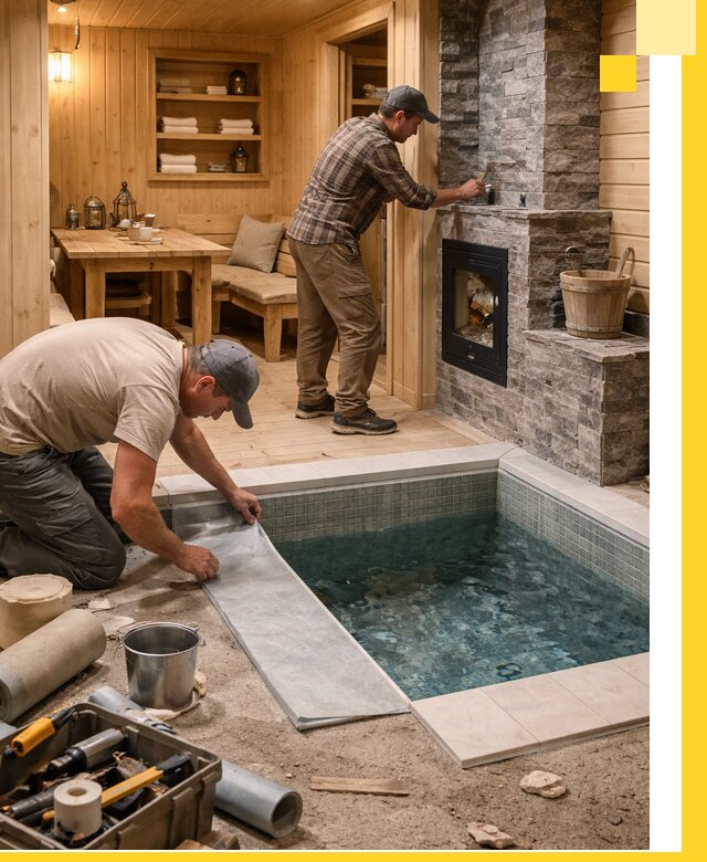 Строительство бань с комнатой отдыха под ключ в Волжском