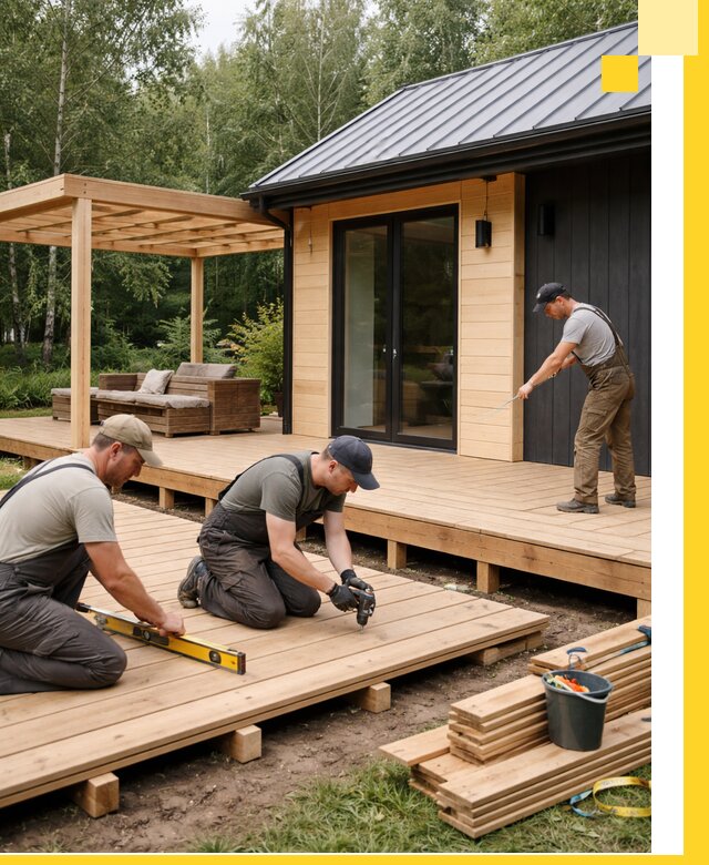 Строительство бань с террасой и бассейном под ключ в Волжском