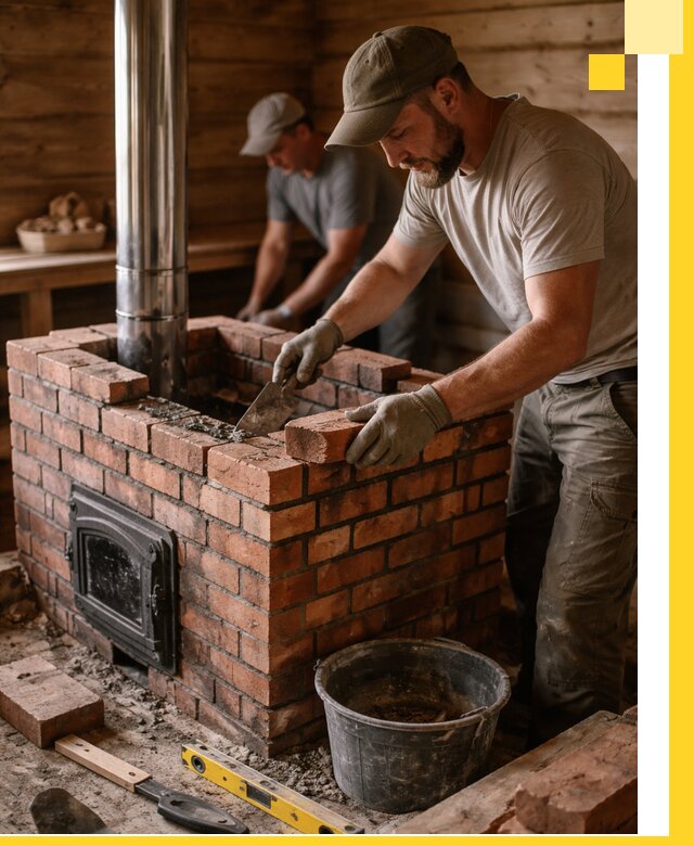 Кирпичные печи для бани под ключ в Волжском, проект и монтаж