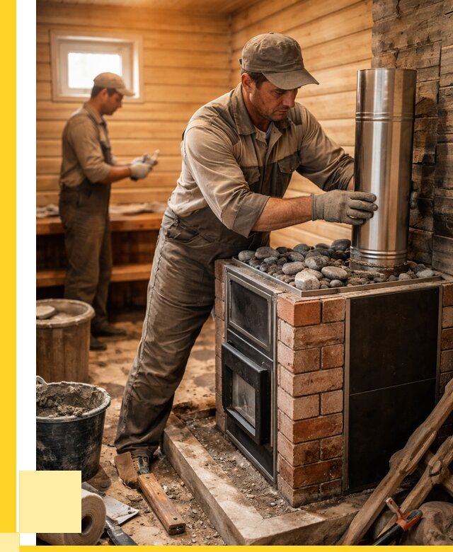 Монтаж печи в бане под ключ в Волжском от 20260 р. | ЭриданВлж