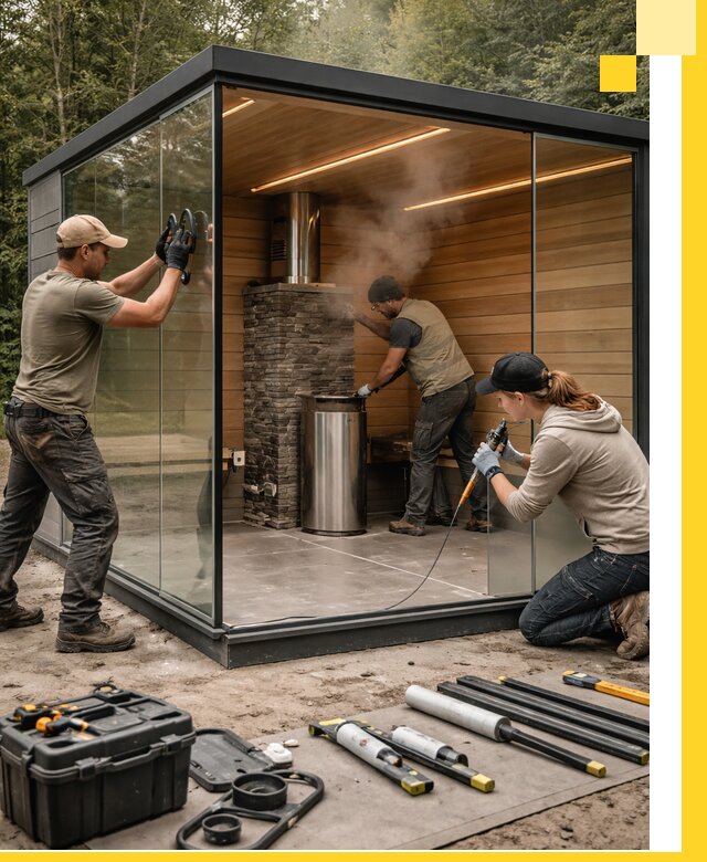 Проектирование и строительство стеклянных бань в Волжском