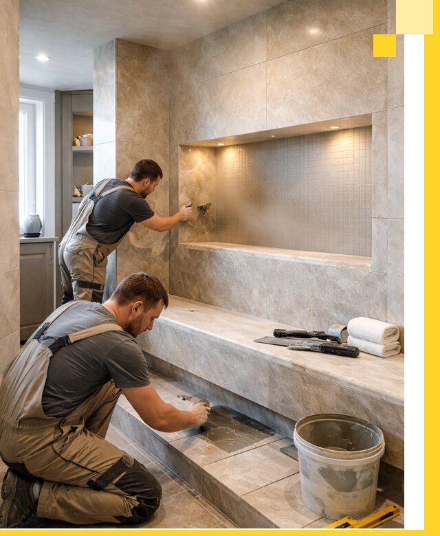 Профессиональное строительство хамама в квартире в Волжском