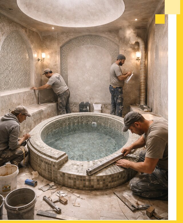 Профессиональное строительство хамама с бассейном в Волжском под ключ