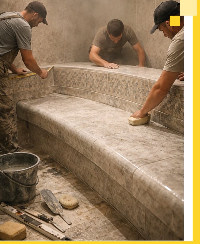 Изготовление и установка сидений для хамама в Волжском